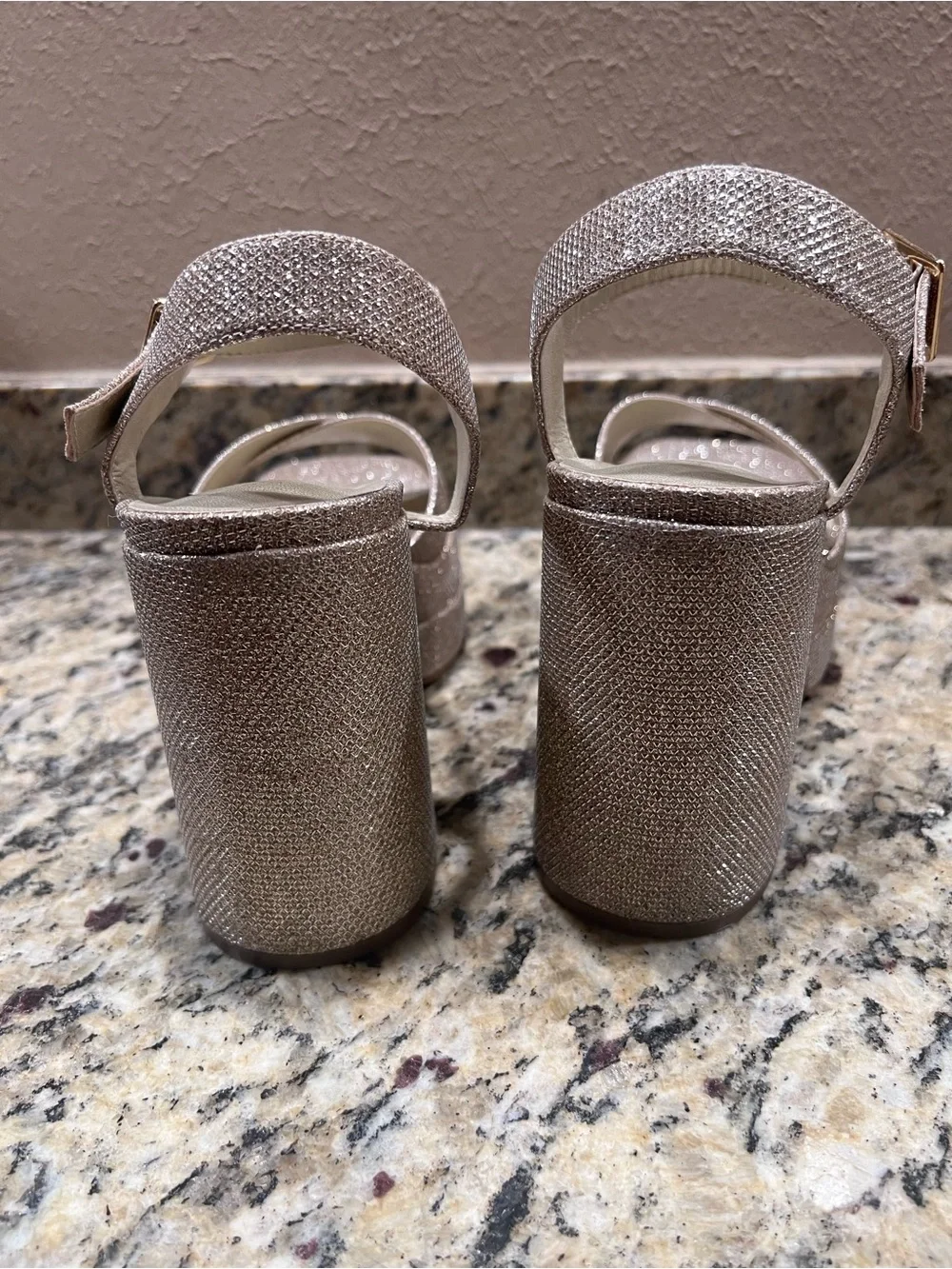 DREAM PAIRS Gold Glitter Platform Chunky Heels Sandals Y2K